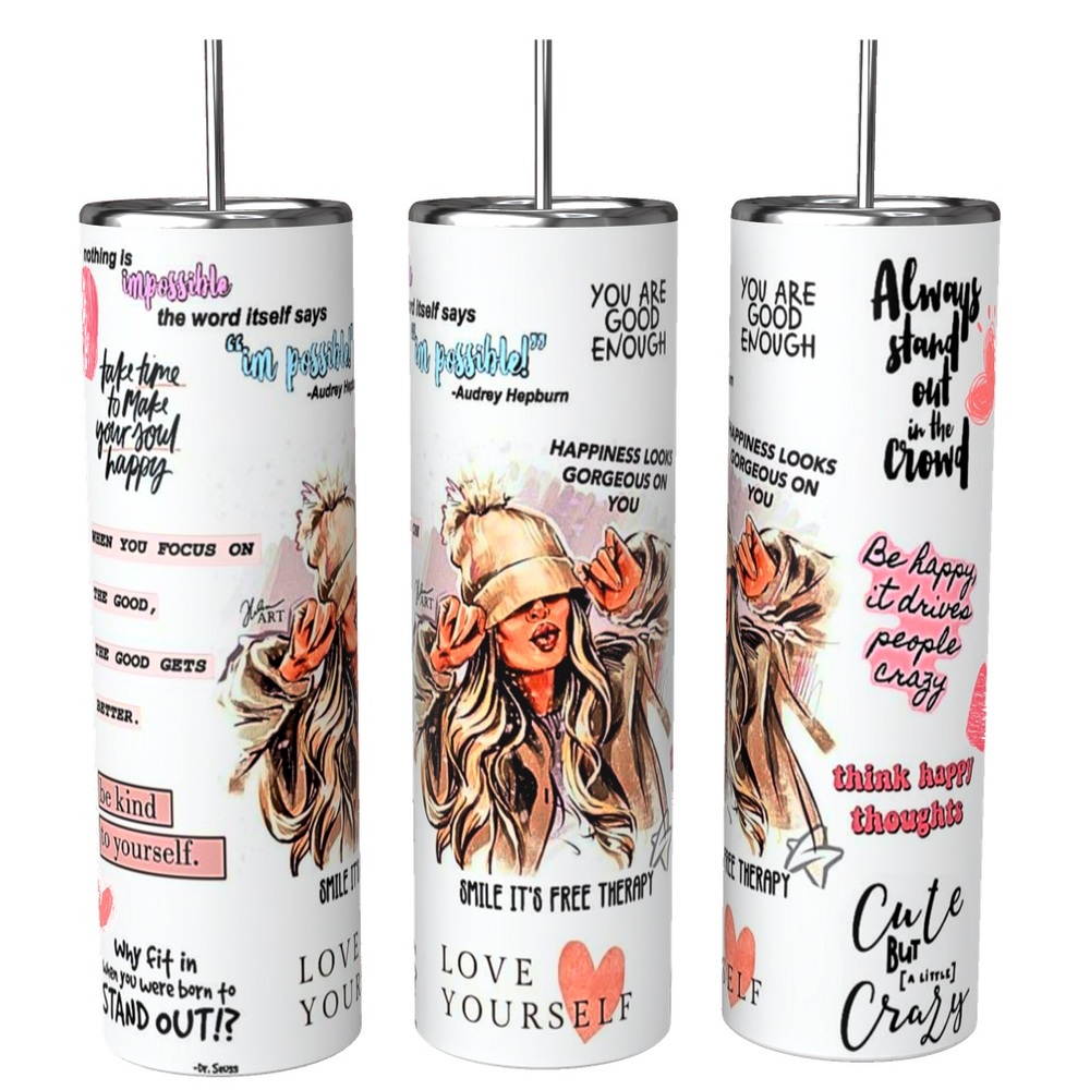 LOVE YOURSELF/ INSPIRATION 20oz SUBLIMATED STAINLESS STEEL TUMBLER